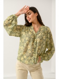 φλοράλ πουκάμισο με ημιδιαφάνεια (multi)