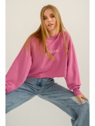 κροπ φούτερ με τύπωμα (d.pink)