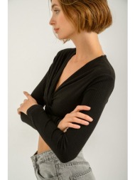 ριπ κροπ τοπ με λεπτομέρεια κόμπου (black)