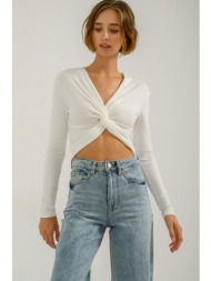 ριπ κροπ τοπ με λεπτομέρεια κόμπου (white)