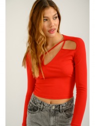 ριπ τοπ με ασύμμετρη λεπτομέρεια (red)