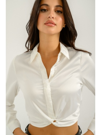κροπ σατινέ πουκάμισο (off white)