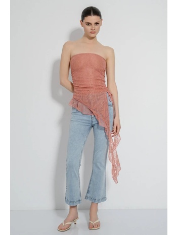 strapless τοπ δαντέλα με βολάν (light pink) σε προσφορά