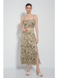 midi φούστα με λαχούρια και σατινέ υφή (multi)