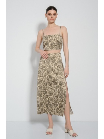 midi φούστα με λαχούρια και σατινέ υφή (multi) σε προσφορά