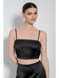 κροπ τοπ με σατινέ υφή (black)