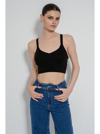 πλεκτό κροπ τοπ (black) σε προσφορά