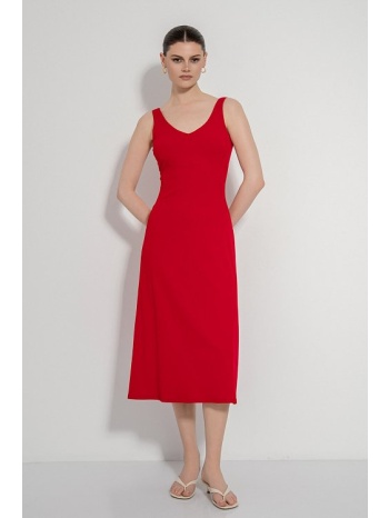 midi φόρεμα με φαρδιές τιράντες (red) σε προσφορά