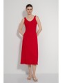 midi φόρεμα με φαρδιές τιράντες (red)