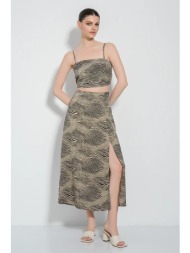 midi φούστα με zebra print και σατινέ υφή (multi)