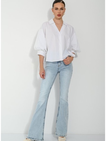 πουκάμισο απο ποπλίνα με puffy μανίκια (white) σε προσφορά