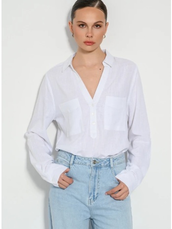 λινή μπλούζα με κουμπιά (white) σε προσφορά