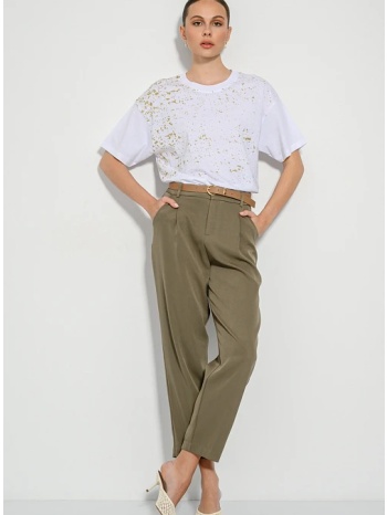 carrot παντελόνι με πιέτες και ζώνη (olive) σε προσφορά