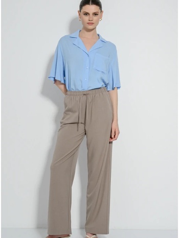 παντελόνι wide leg με λάστιχο και κορδόνι (taupe) σε προσφορά