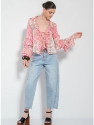 see through πλισέ floral ...