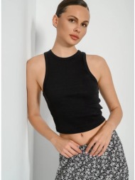 ριπ αμάνικο τοπ με halter λαιμόκοψη (black)