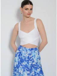 πλεκτό κρουαζέ κροπ τοπ (white)