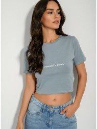 κροπ t-shirt με τύπωμα ...