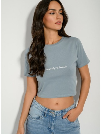 κροπ t-shirt με τύπωμα (aquagray) σε προσφορά