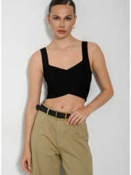 πλεκτό κρουαζέ κροπ τοπ (black)