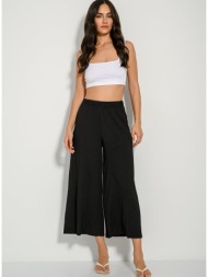 γκοφρέ παντελόνα ζιπ κιλότ (black)