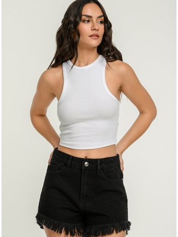 ντένιμ σορτς με ξέφτια (black) σε προσφορά