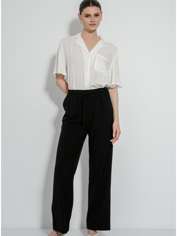 παντελόνι wide leg με λάστιχο και κορδόνι (black) σε προσφορά