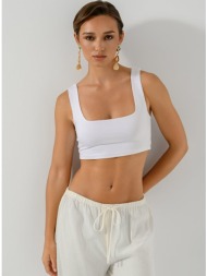 λύκρα κροπ τοπ με φαρδιές τιράντες (white)
