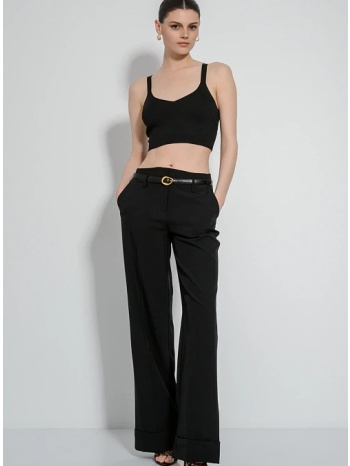 straight leg παντελόνα με ρεβέρ (black) σε προσφορά
