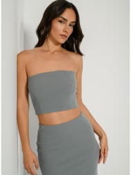 strapless ριπ κροπ τοπ (khaki)