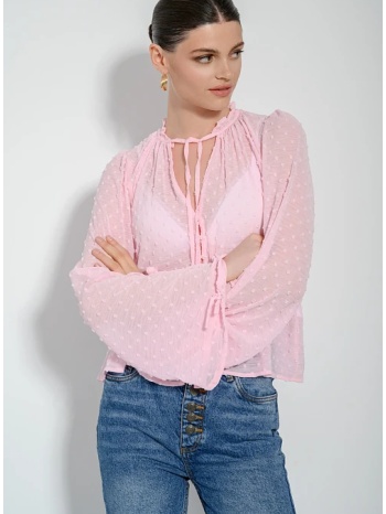 see through τοπ με ανάγλυφα πουά (pink) σε προσφορά