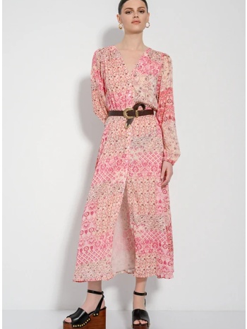 midi φόρεμα με print και χρυσές λεπτομέρειες (multi) σε προσφορά