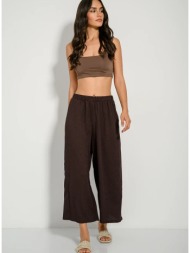 γκοφρέ παντελόνα ζιπ κιλότ (brown)