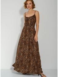 maxi λεοπάρ φόρεμα με ανοιχτή πλάτη και δέσιμο (multi)