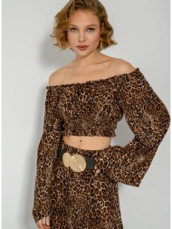 λεοπάρ κροπ τοπ off shoulder (multi)