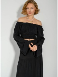 off shoulder κροπ τοπ (black)