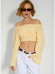off shoulder κροπ τοπ με boho print (multi)