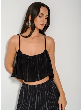 κροπ τοπ με lurex λεπτομέρεια (black/silver) σε προσφορά