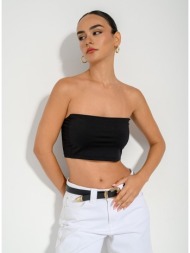 strapless λύκρα κροπ τοπ (black)
