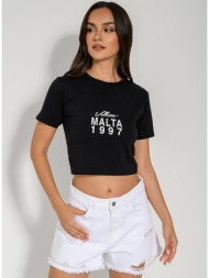 κροπ t-shirt με τύπωμα (black)
