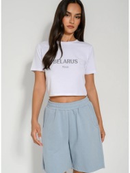 κροπ t-shirt με τύπωμα ...