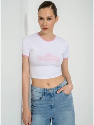 κροπ t-shirt με τύπωμα (white)