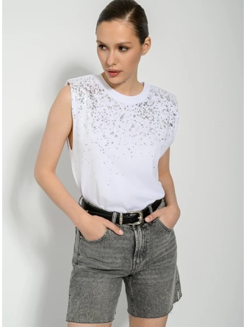 μπλούζα με λεπτομέρεια και βάτες (white)