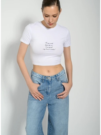 κροπ t-shirt με τύπωμα (white) σε προσφορά
