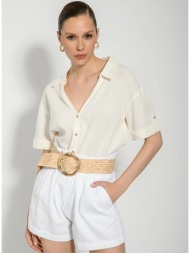ντένιμ paperbag σορτς με ασορτί ζώνη (white)