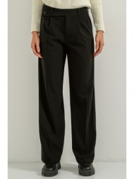 wide leg παντελόνα με κουμπί στο πλάι (black)