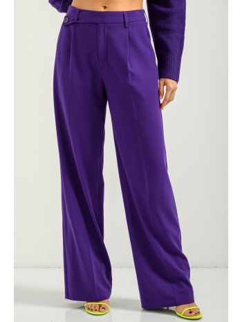 wide leg παντελόνα με κουμπί στο πλάι (purple)