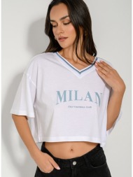 κροπ t-shirt με τύπωμα (white)