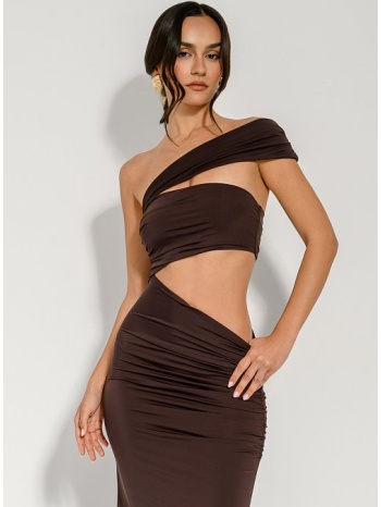 maxi λύκρα cut out φόρεμα με σούρες (brown) σε προσφορά