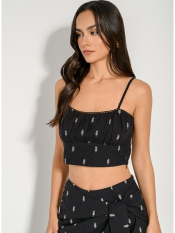 κροπ τοπ με σούρες και κεντημένο σχέδιο (blk/sand) σε προσφορά